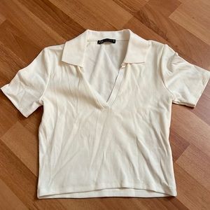 Zara - White Collar Crop top